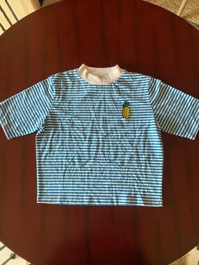 Lazy Oaf Blue & White Striped Tee with Pineapple